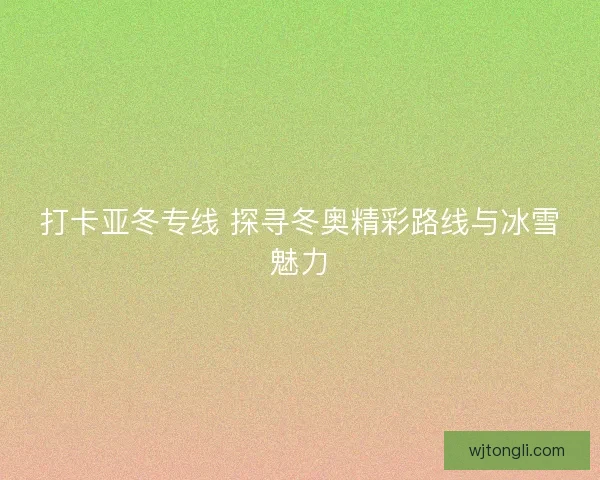 打卡亚冬专线 探寻冬奥精彩路线与冰雪魅力