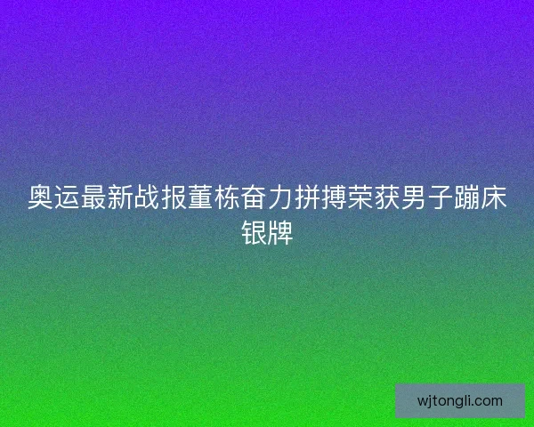 奥运最新战报董栋奋力拼搏荣获男子蹦床银牌