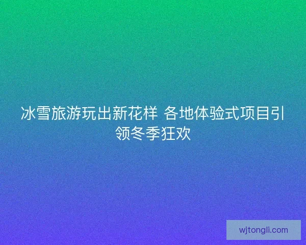 冰雪旅游玩出新花样 各地体验式项目引领冬季狂欢