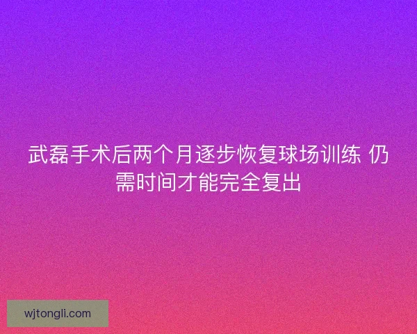 武磊手术后两个月逐步恢复球场训练 仍需时间才能完全复出